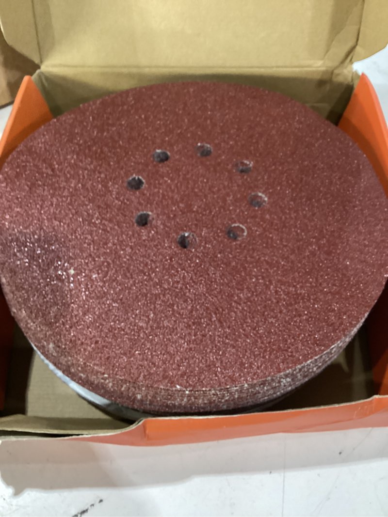 Condition photo showing Good Condition for 60 pcs 9 inch drywall sanding discs 40 60 80 120 180 240 grit 8 hole hook and loop sandpaper for drywall sander 8 hole 60 pcs grit 40 60 80 120 180 240