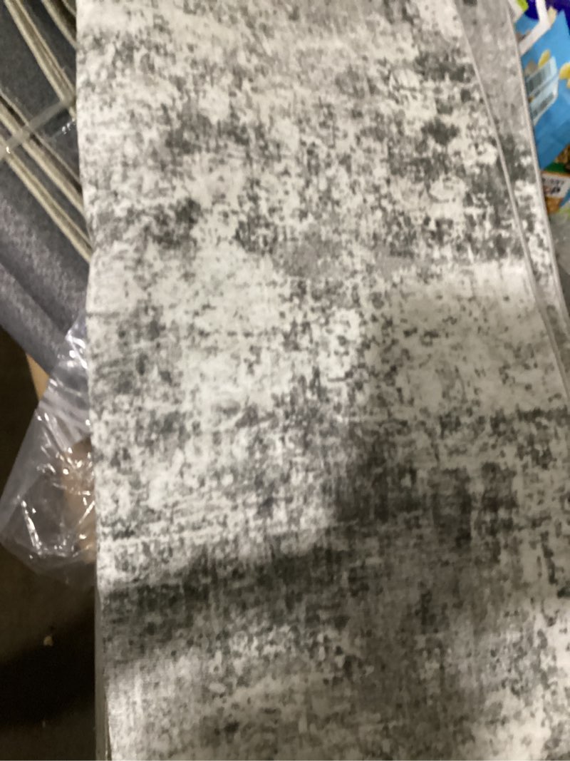 Condition photo showing Good Condition for vintage entryway rug, gray ivory 2x3 washable non-slip carpet, soft thin faux wool small area rug for front door, kitchen, bedroom, foyer 2' x 3' (rectangular) gray ivory 01