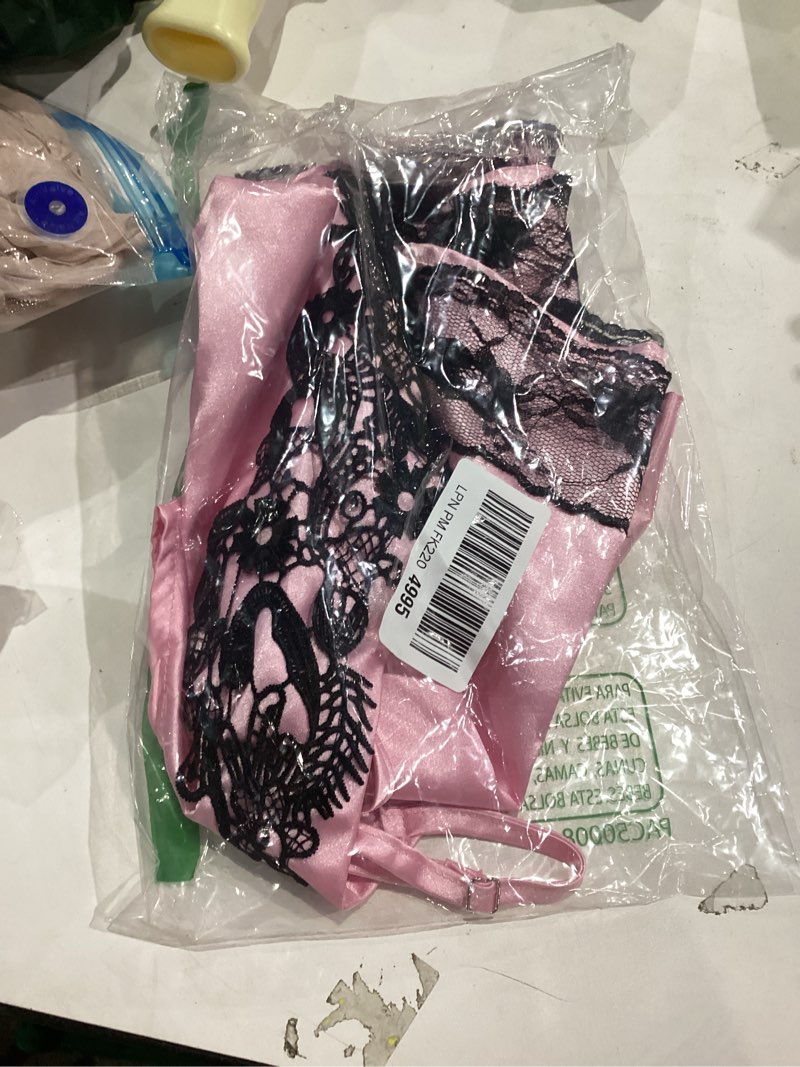 Condition photo showing As Is for MyheroCos 13 Going on 30 Cosplay Costume Jenna Rink Pink Slip Dress Bodycon Mini Dress Lace Trim Sexy Lingerie Nightdress Medium Pink