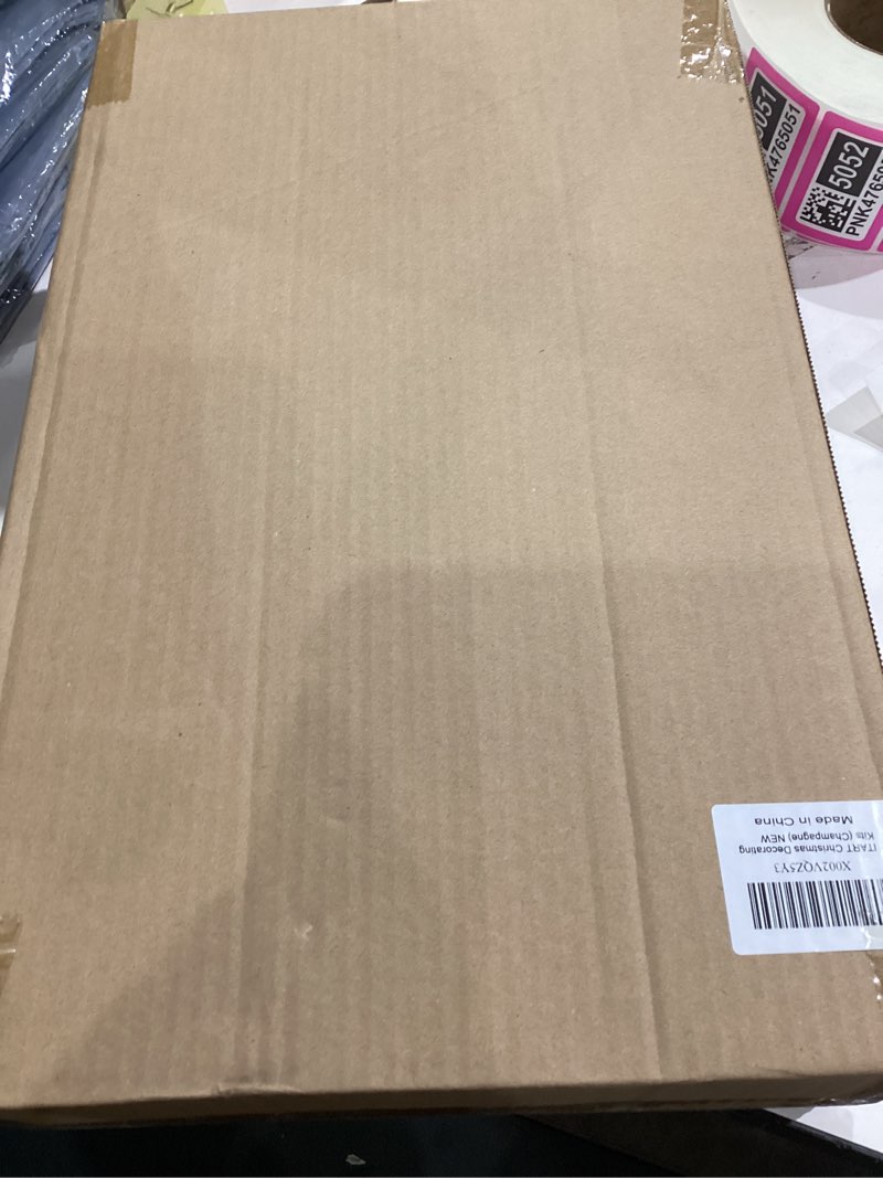 Condition photo showing Good Condition for ITART 115pcs Christmas Tree Ornaments Assortment Champagne Silver and White Including Star Tree Topper Balls Large Snowflakes Pine Cone Nutcracker Figurines Beads Garlands for Christmas Tree Decor