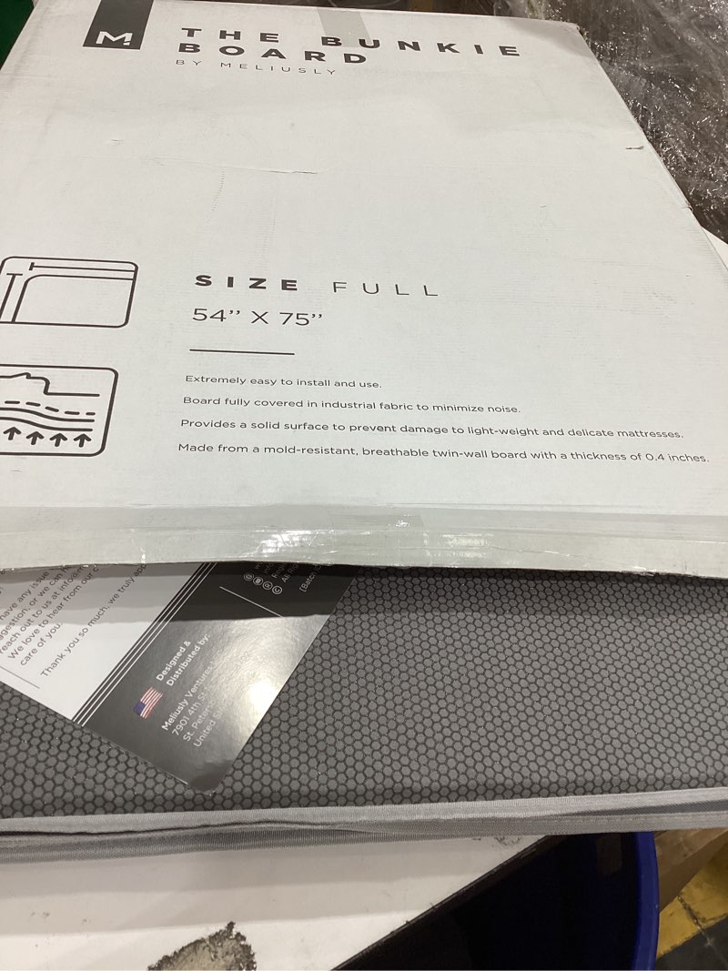 Condition photo showing Good Condition for meliusly low profile bunkie board full size (54x75) - non-slip breathable bed support board for slatted bed frame, anti-sag under bed support, noise minimizing moisture resistant bed board full (54x75'')