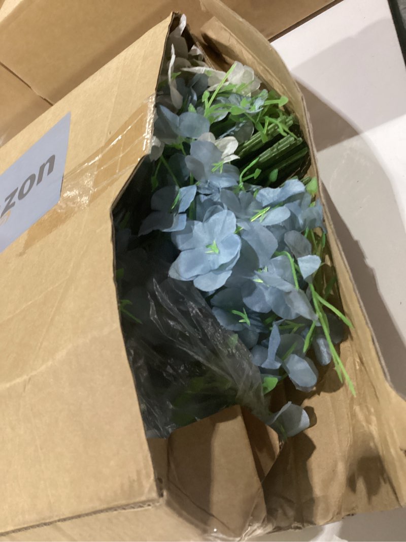 Condition photo showing New/Like New for giegxin 24 pcs artificial wisteria hanging flowers 3.6 ft artificial fake wisteria vine rattan hanging garland silk flowers string for wall home wedding party greenery decorations (blue,white) blue, white 24