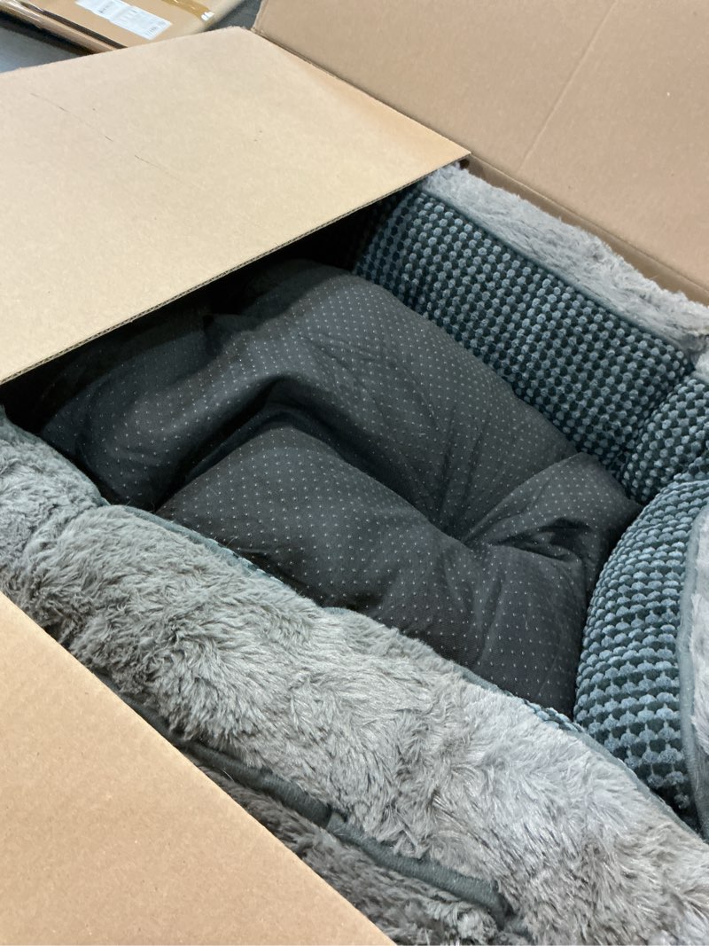 Condition photo showing As Is for INVENHO Large Dog Beds Large Sized Dog Washable, Orthopedic Warming Soft Sleeping Puppy Bed Durable Pet Bed with Anti-Slip Bottom L(35"x25"x10") L (35"x25"x9") Dark Grey