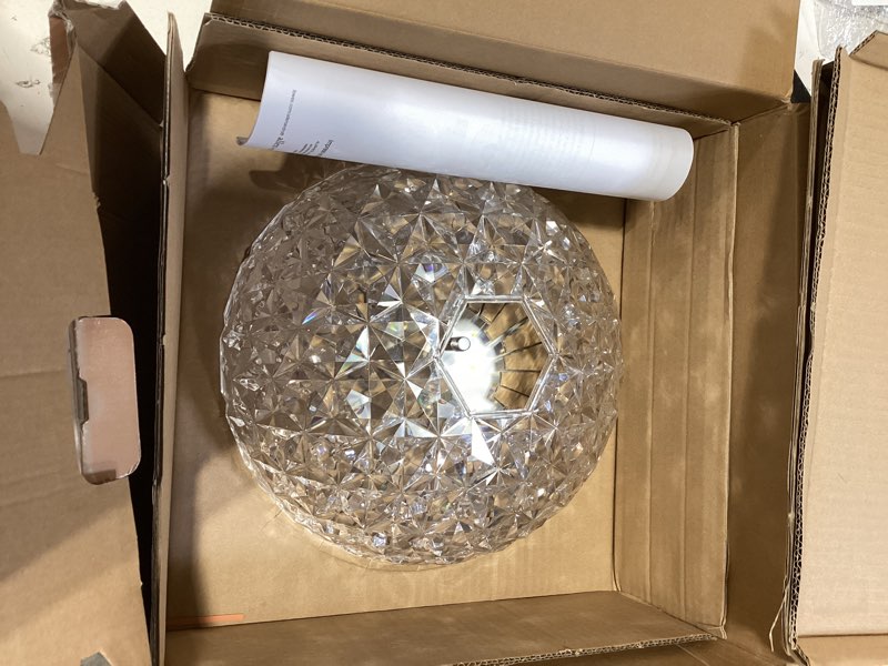 Condition photo showing As Is for allen + roth avalyn 12.99-in chrome flush mount light