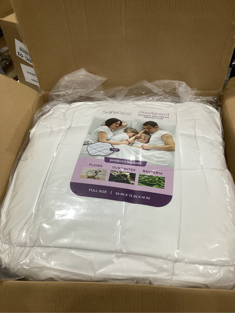 Condition photo showing New/Like New for SafeRest CloudGuard - Full Size Hybrid Mattress Protector & Pad (Extra Padded) - Waterproof Quilted Pillow Top Mattress Cover - Thick, Plush & Fitted Mattress Topper for Bed CloudGuard (Ultra Padded) Full