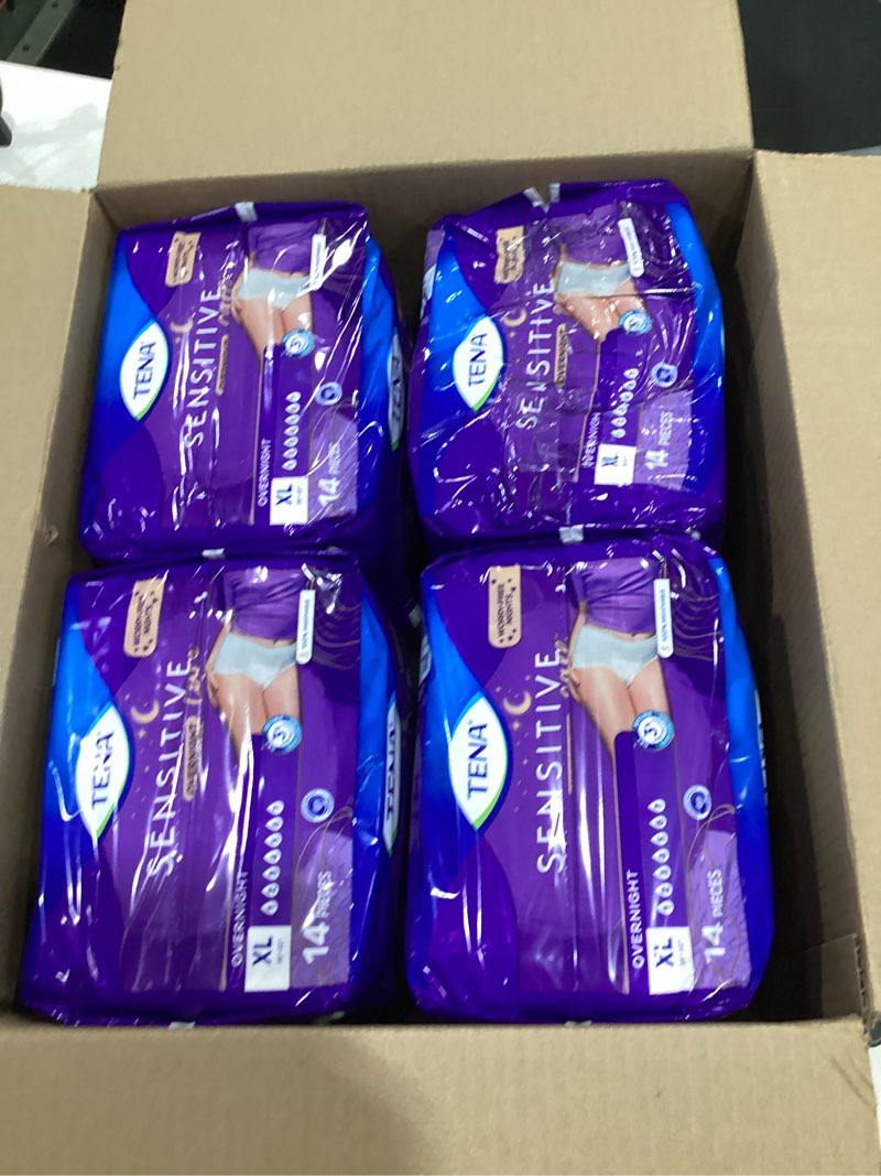 Condition photo showing Good Condition for tena sensitive care overnight incontinence underwear for women, adult diapers, x-large (waist sizes 39in–52in), better fit, 56 count (4 packs of 14) x-large 56