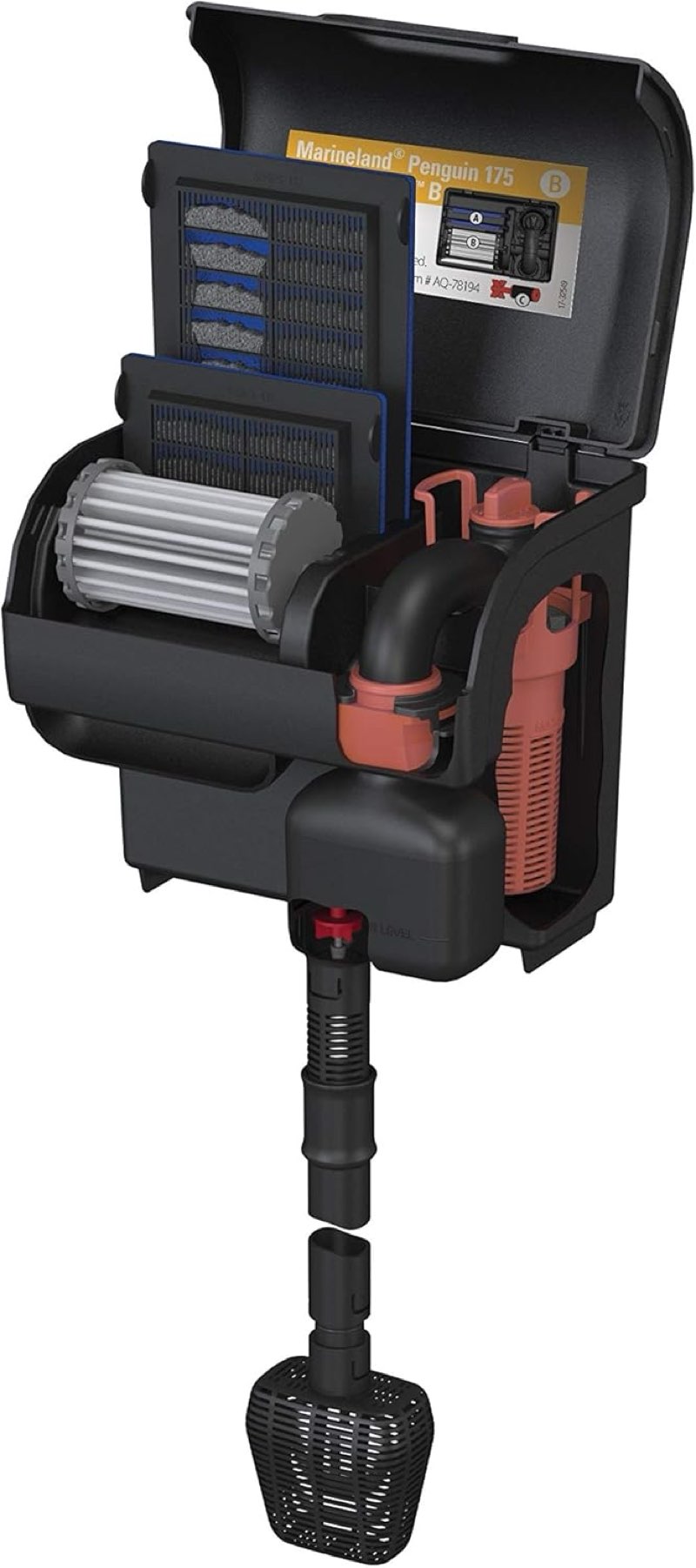 MarineLand Penguin PRO 175 Power Filter, Multi-Stage Aquarium Filtration For Up To 30 Gallons