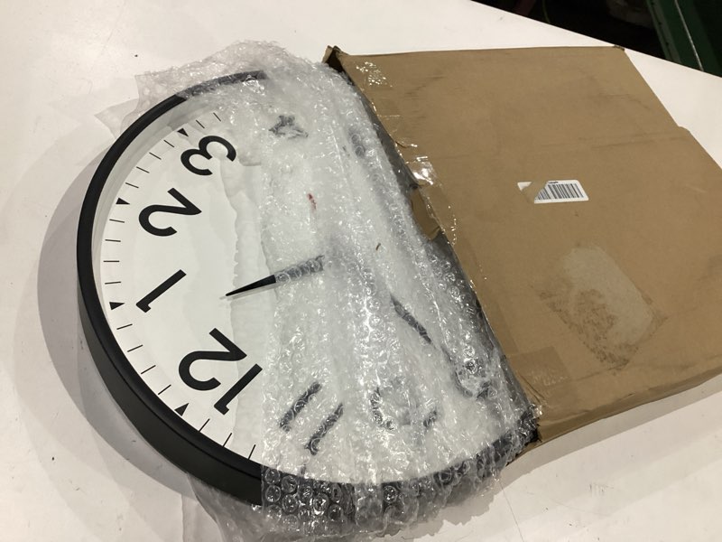 Condition photo showing Good Condition for 16 inch wall clock, large wall clocks battery operated, big silent non-ticking analog clock decorative for living room, office, kitchen, outdoor,classroom, bedroom, bathroom, school(black) a-black 16"
