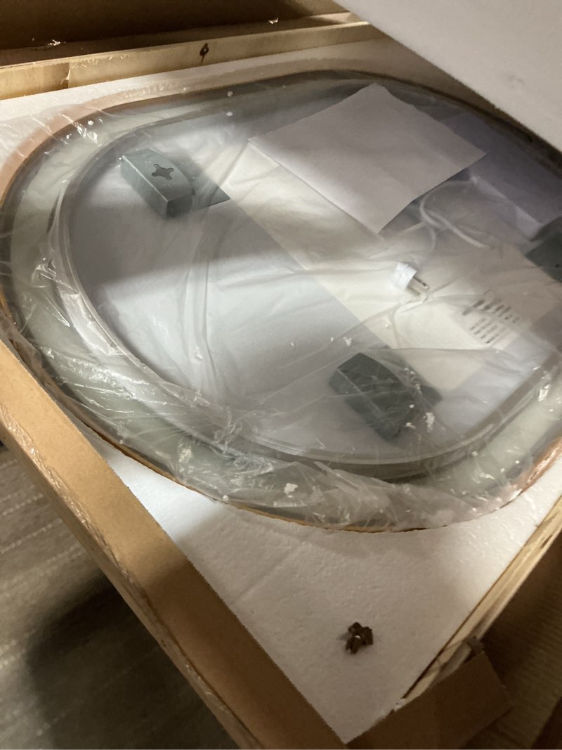 Condition photo showing Good Condition for Oval LED Bathroom Mirror, 36"x24" Lighted Wall Mounted Vanity Mirror with Metal Frame, Anti-Fog IP66 Waterproof Smart Mirror, Memory Function, (Horizontal or Vertical), Gold Gold 36"L x 24"W