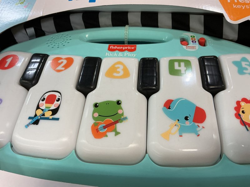 Condition photo showing Good Condition for Fisher-Price Baby Musical Toy Set Glow and Grow Kick & Play Piano Gym Blue Playmat with 2 Rattle Maracas for Newborns Ages 0+ Months
