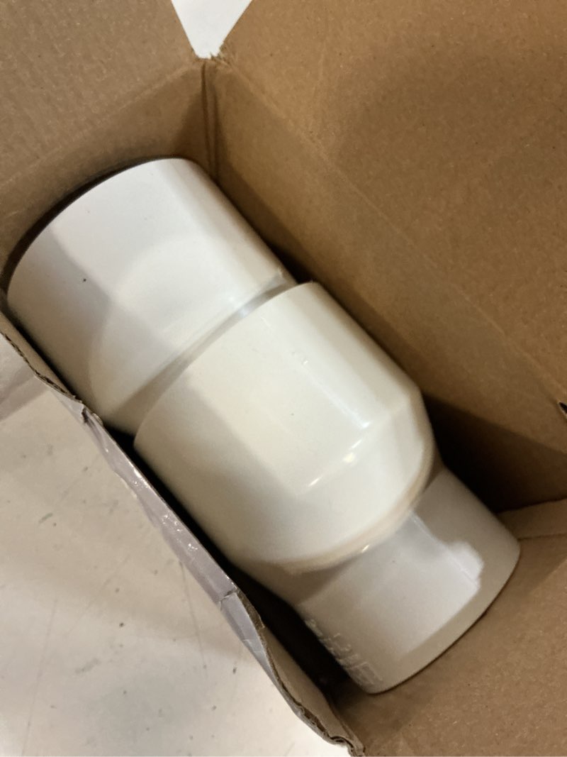 Condition photo showing New/Like New for pushglossy 2 pcs 2-1/2'' x 2'' pvc pipe fitting schedule 40 compatible with 429-e series eccentric reducer coupling suitable for high-flow capacity, plumbing, irrigation, pool, spa, white 2 2-1/2'' x 2''
