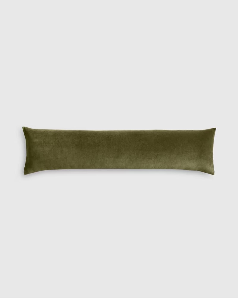 cotton velvet oversized lumbar pillow cover moss 12 x 48 inches
