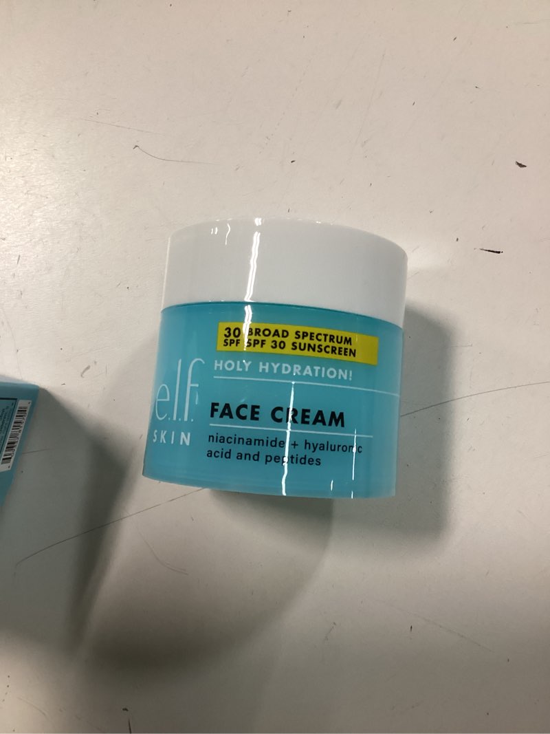 Condition photo showing As Is for e.l.f. SKIN Holy Hydration! Face Cream - Broad Spectrum SPF 30 Sunscreen, Moisturizes & Softens Skin, Quick-Absorbing & Ultra-Hydrating, 1.7 Oz (50g) Original with SPF 30 1.7 Fl Oz (Pack of 1)