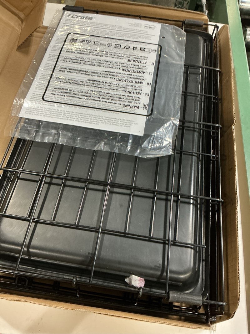 Condition photo showing Good Condition for midwest homes for pets 22-inch icrate for extra-small breeds, up to 15 lbs, single door folding dog crate with divider panel, leak-proof tray & secure latch, portable, durable & easy to assemble 23.0"l x 14.0"w x 16.2"h single door