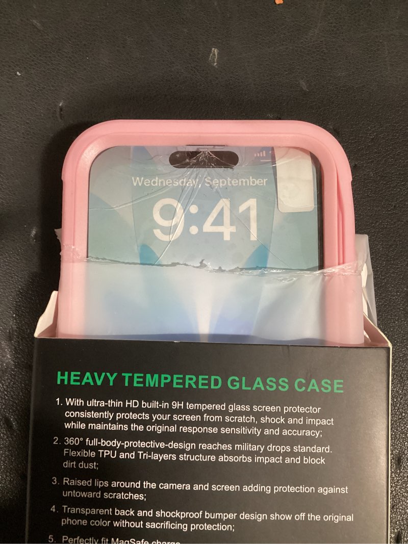 Condition photo showing As Is for hekodonk for iphone 16e case 2025, compatible with magsafe [built-in tempered glass screen protector & camera lens protection] full body shockproof protective women girl bling case,all pink iphone 16e pink glitter