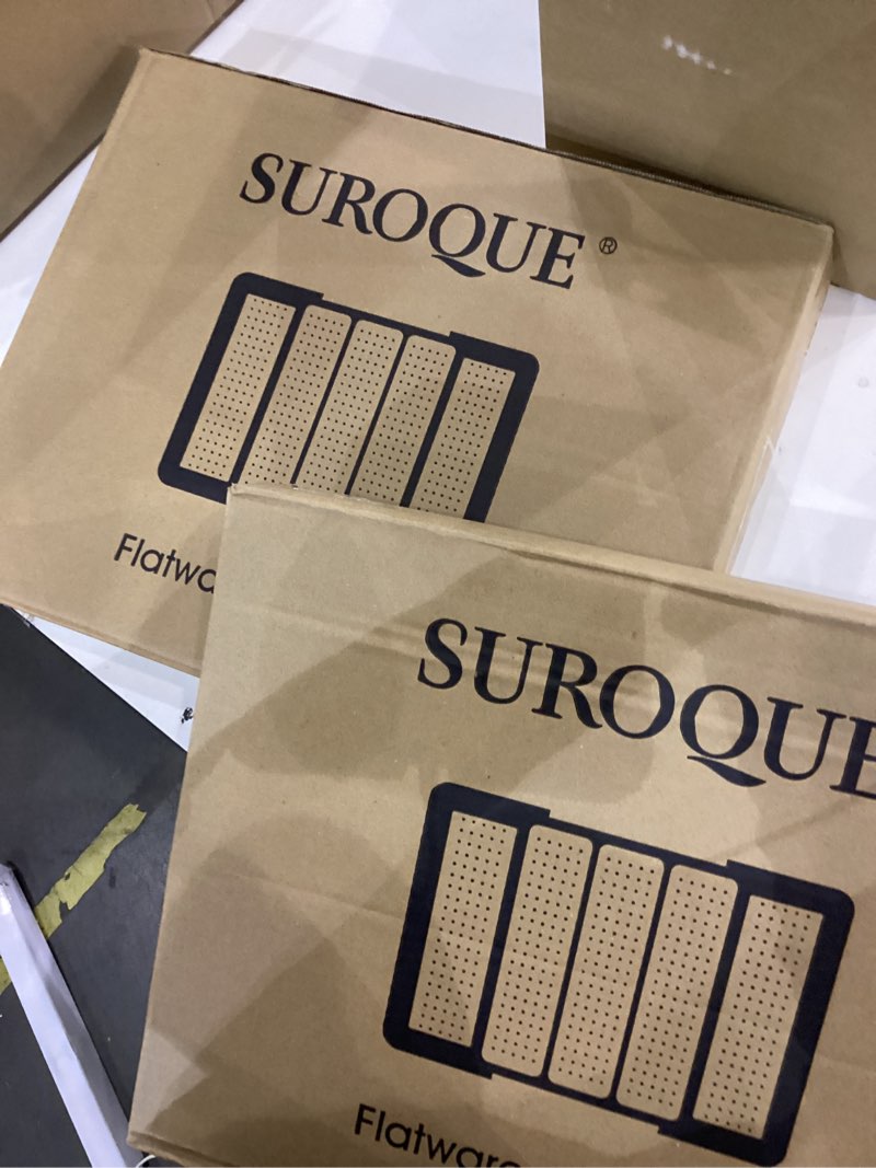 Condition photo showing New/Like New for Silverware Drawer Organizer, Expandable Large Drawer Organizer, BPA Free Flatware and Cutlery Tray, Adjustable Storage with Anti-Slip Linner inside for Spoons Forks Knives with 2 Knife Guards, Grey