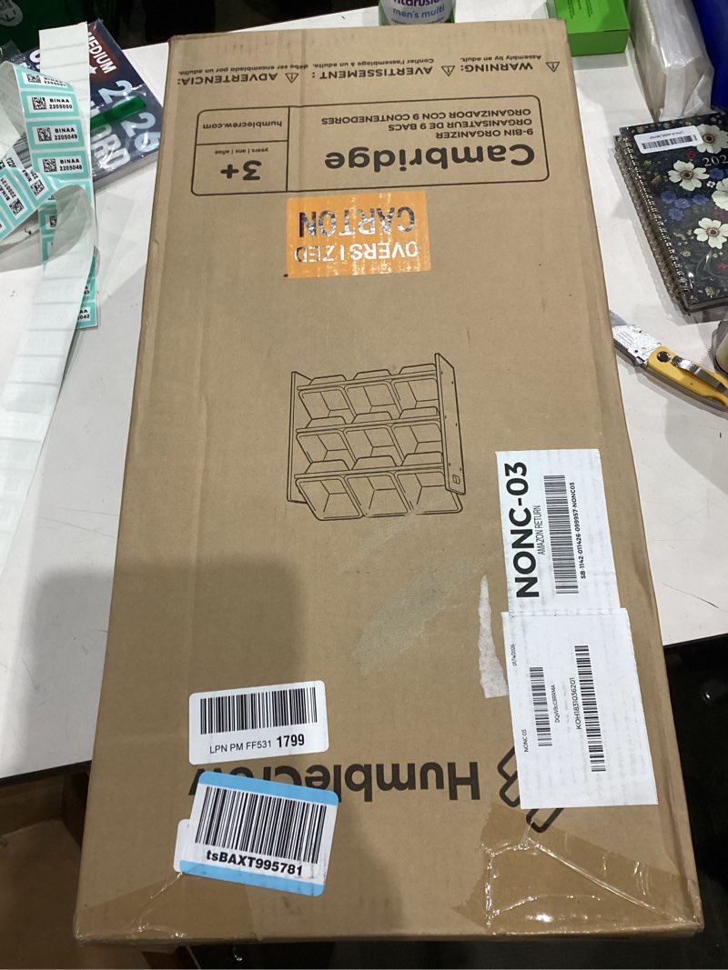 Condition photo showing New/Like New for Humble Crew 9-Bin Toy Organizer – Cambridge White Plastic Bins, 3-Tier Storage Solution for Kids' Playrooms and Nurseries White Modern