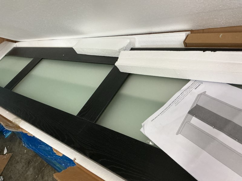 Condition photo showing Good Condition for bifold doors for 32" x 80" opening,tempered frosted glass,black | closet folding doors with hardware kit included, easy assembly for pantry closet,water-proof pvc surface