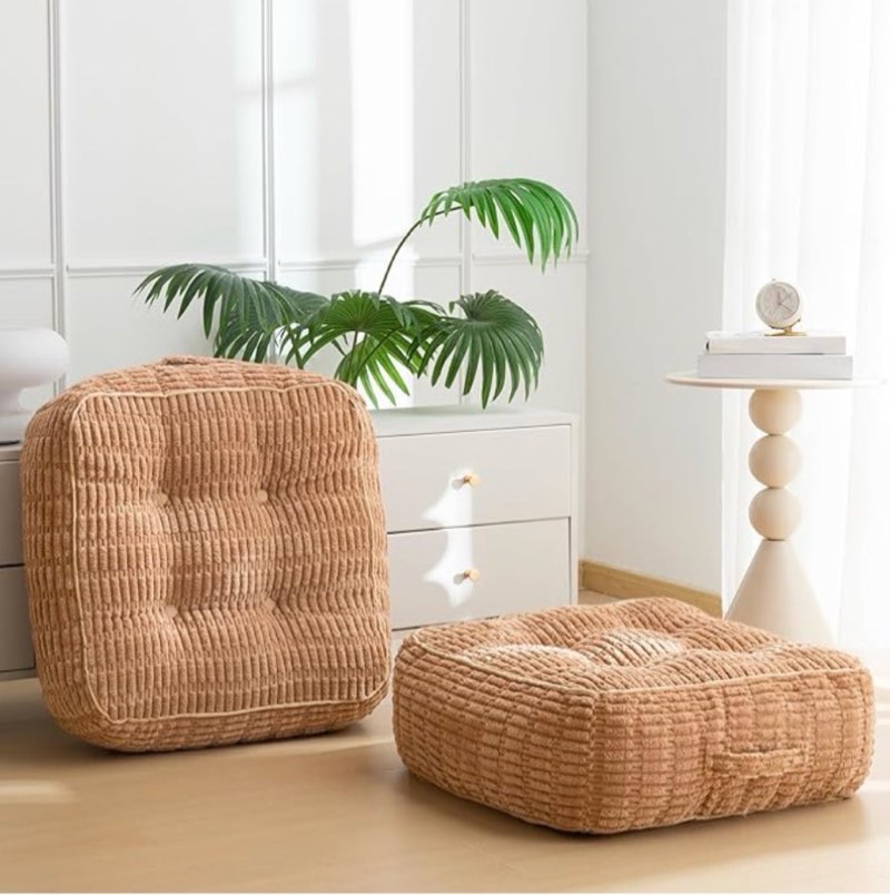 8" washable floor pillow cushion for adults, meditation cushion pillow, removable tufted blended cor