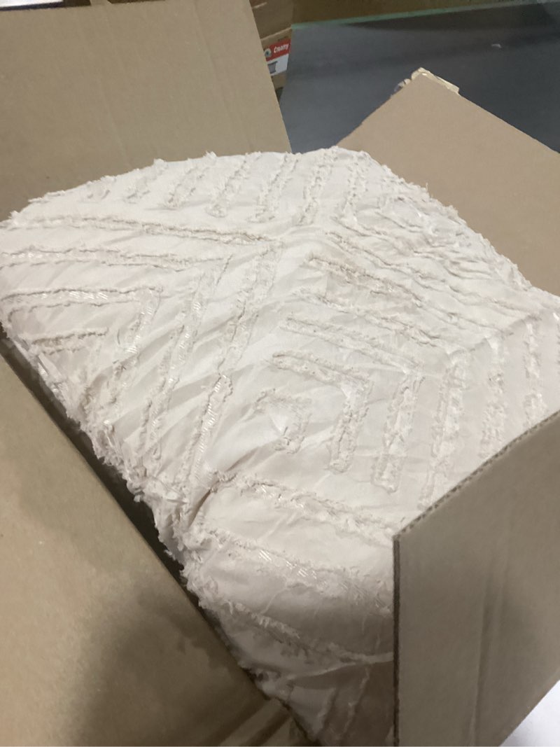 Condition photo showing As Is for Andency Khaki King Size Comforter Set, 3 Pieces Boho Soft Bedding Set & Collections, Farmhouse Tufted Fluffy Warm Bedding Comforter Sets for King Bed (1 Comforter 104x90In, 2 Pillowcases) 06 - Khaki King (104"x90")