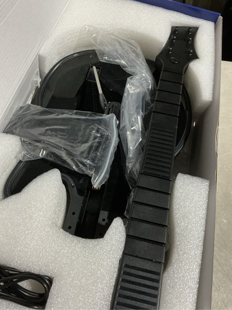 Condition photo showing As Is for JJDWIN Wireless Guitar Hero Controller for PS4/PS3/PC with RGB Light, Rock Band & Clone Hero Games, Fortnite Festival with Strap & Wireless Dongle,Black