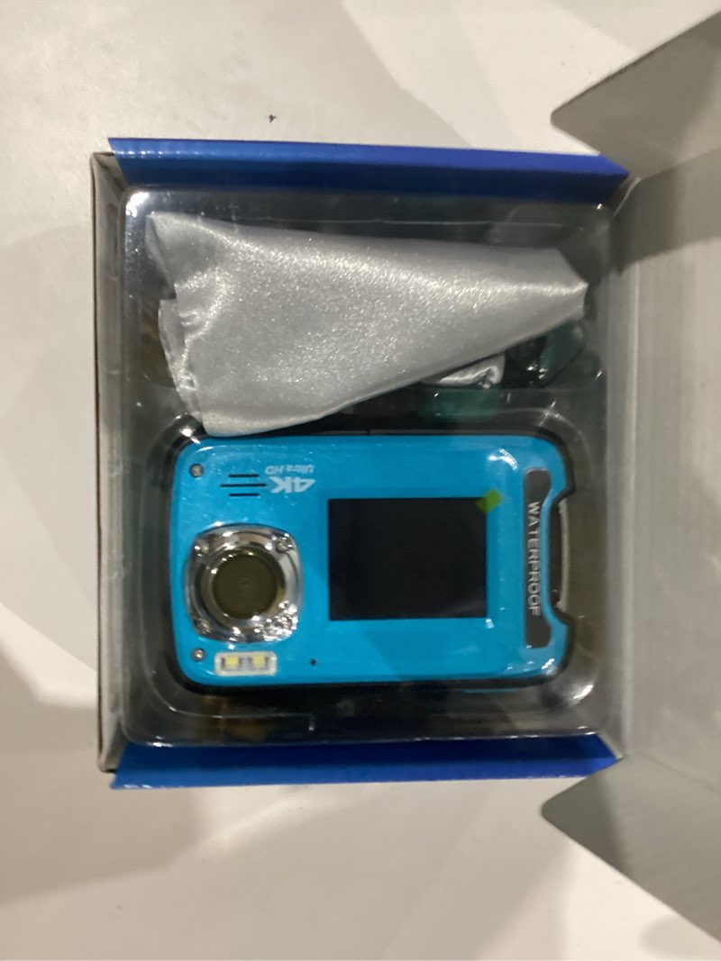 Condition photo showing New/Like New for Underwater Camera 4K 48MP Autofocus Selfie Dual Screen Waterproof Camera with Floating Strap and 32GB Card, 17FT Compact Waterproof Digital Camera, Fill Light Underwater Camera for Snorkeling