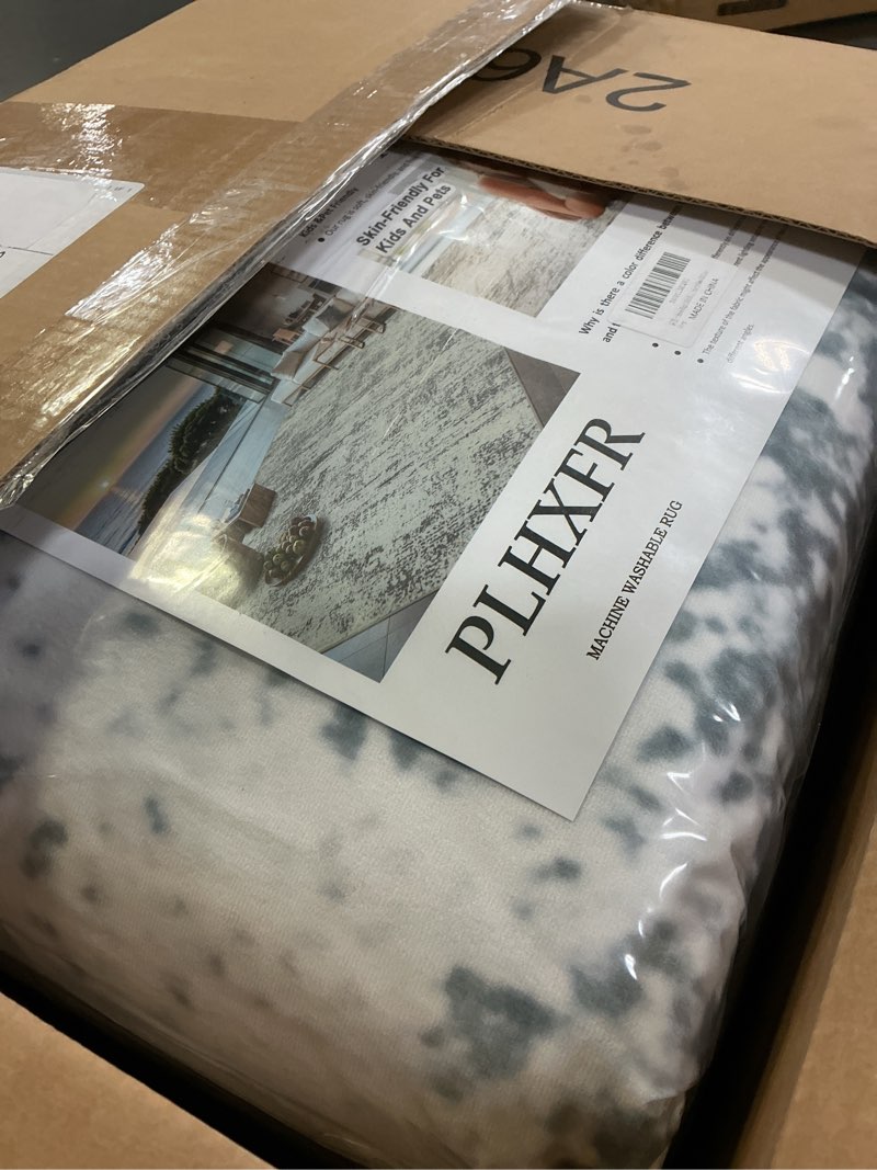 Condition photo showing New/Like New for Area Rugs 10x14 Living Room - Washable Rug Modern Abstract Soft Large Neutral Non-Slip Carpet Indoor Floor Thin Carpets for Bedroom Dining Room Farmhouse Nursery Home Office Grey Grey 10' x 14' (Rectangular)