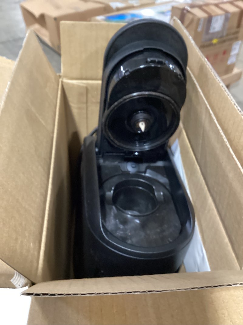 Condition photo showing As Is for keurig k-mini mate single serve k-cup pod coffee maker, brews up to 12 oz cup, compact portable coffee machine for small spaces, great for dorms & offices, black small black
