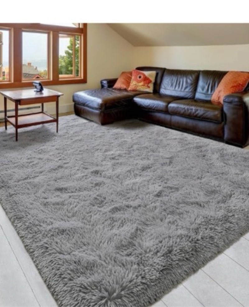pacapet fluffy area rugs, grey shag rug for bedroom, plush furry rugs for living room, fuzzy carpet for kid's room, nursery, home decor