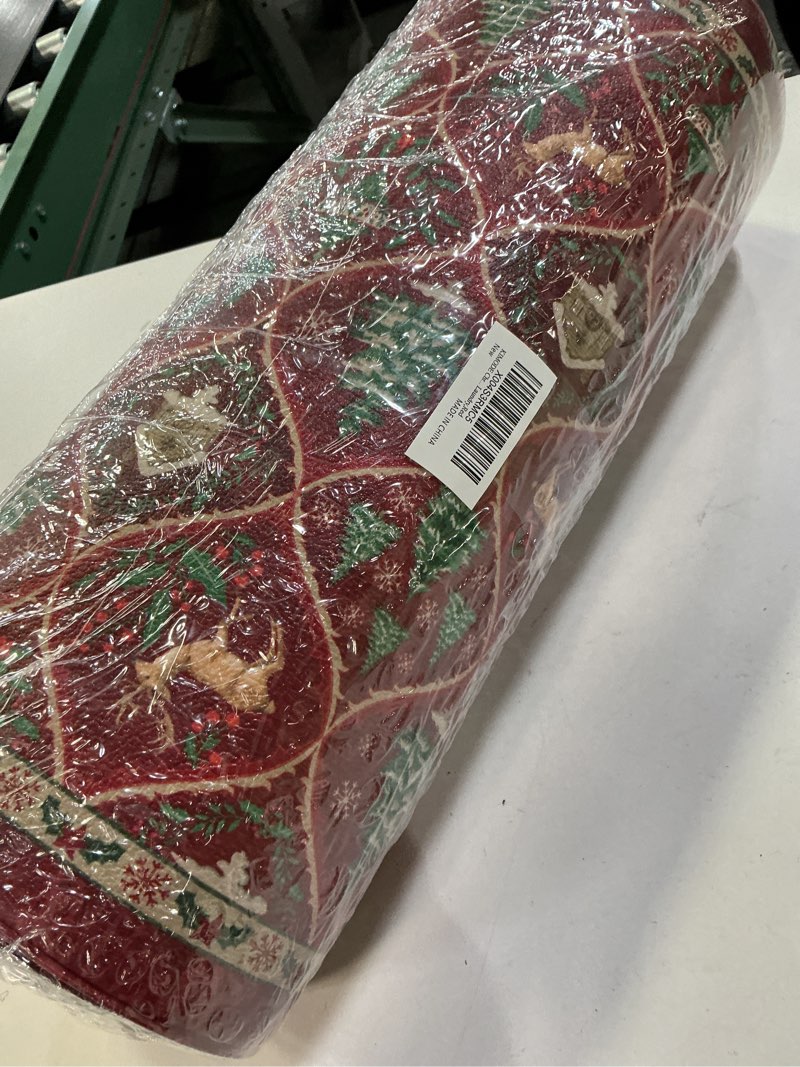 Condition photo showing Good Condition for KIMODE Christmas Kitchen Floor Mats Cushioned Anti Fatigue,Moroccan Farmhouse Forest Fawn Kitchen Rugs Sets of 2,Memory Foam Under Sink Kitchen Mat for Home Decor Laundry Sink,Red 17.3" x 47"+ 17.3" x 29"--0.47 inches Moroccan/Red