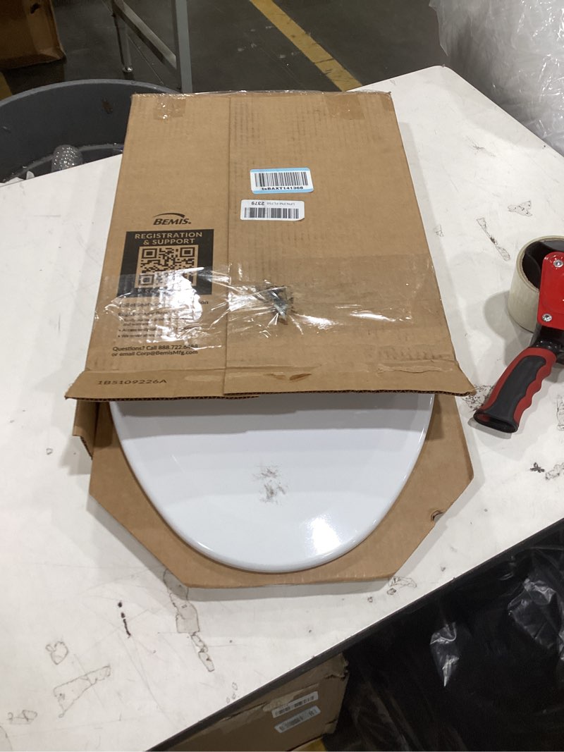 Condition photo showing As Is for bemis 1500ec 390 lift-off wood elongated toilet seat, cotton white (pack of 1)