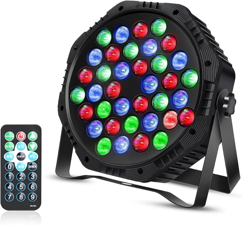 1 pack 36 LED Stage Lights RGB LED Par Lights 7 Channels DJ Uplights for Events with Sound Activated Remote Control & DMX Uplighting for Events Party Club Wedding Christmas Holiday Disco