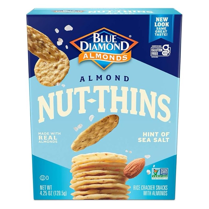 BBD:MAR/25/26 Blue Diamond Almonds, Gluten Free Cracker Crisps, Original Almond Flavored perfect for Snacking and Healthy Options, 4.25 oz. Pack of 6 