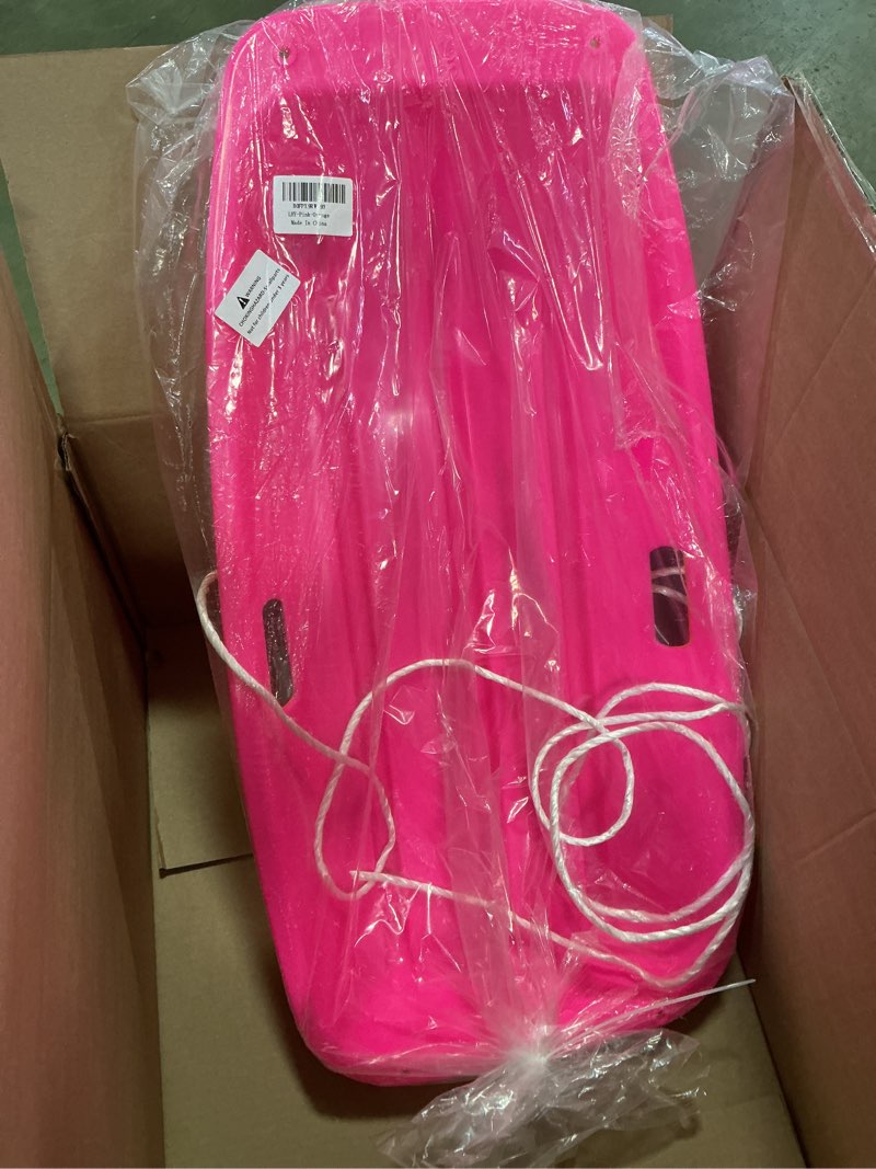 Condition photo showing Good Condition for Snow Sled for Kid and Adult Includes Resistant Handles and Ropes 1-2 Riders for Winter Skiing Outdoor Sledding Gift Orange-Pink