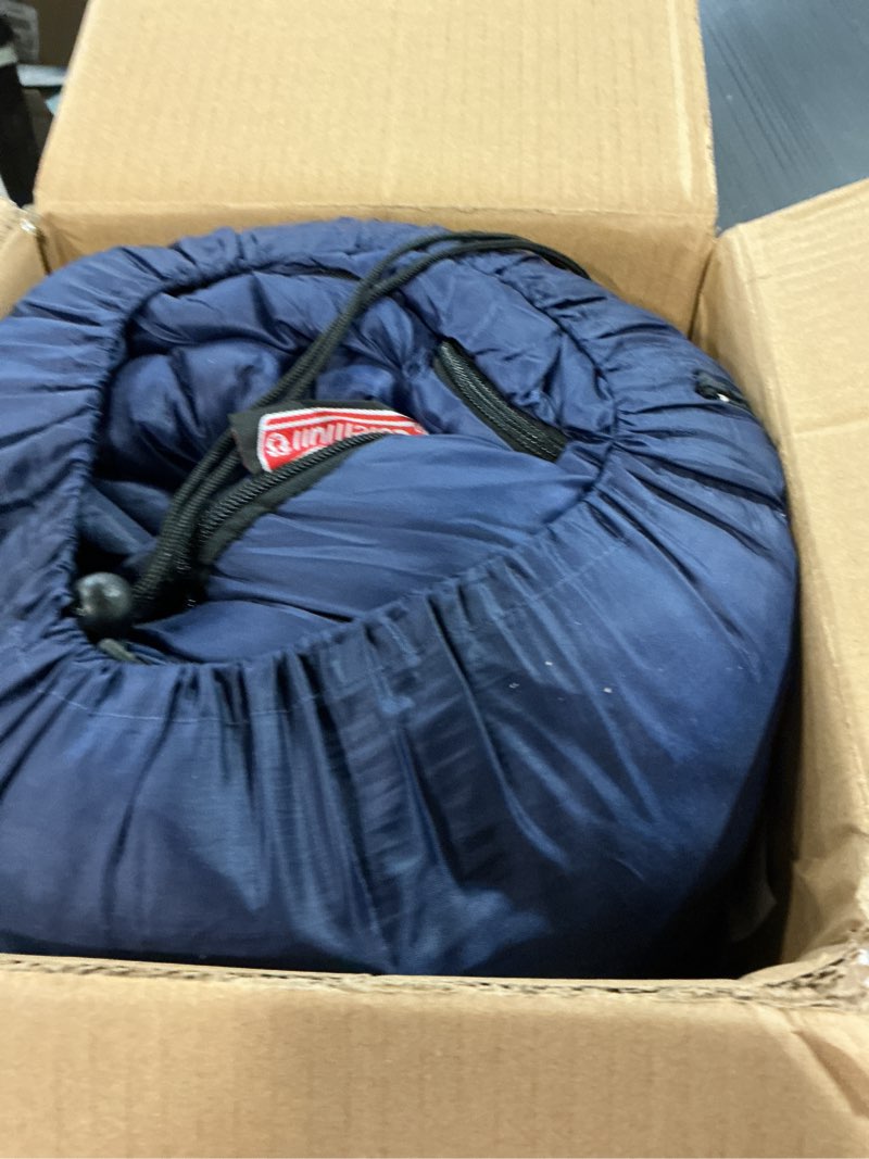 Condition photo showing As Is for Coleman Brazos 20/30°F Adult Cool-Weather Sleeping Bag with No-Snag Zipper & Stuff Sack, Machine Washable, Great for Camping, Traveling, Guests, & More PFAS-Free 30°f