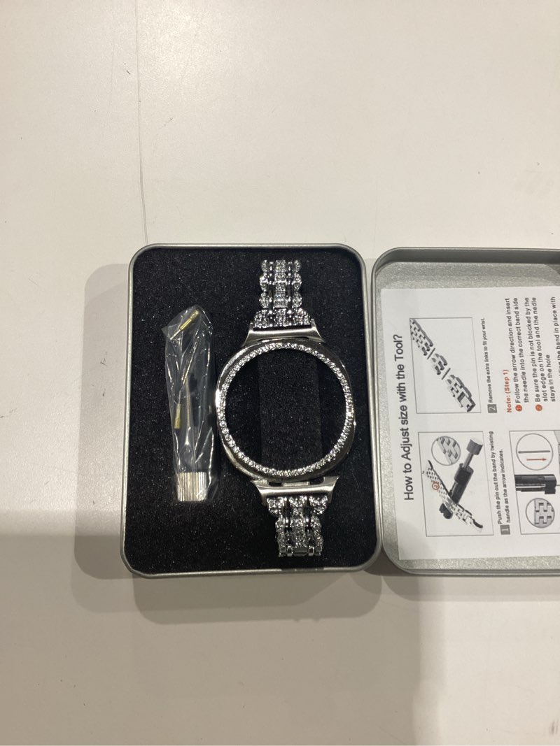 Condition photo showing Good Condition for bling band+ case compatible with galaxy watch 8 40mm/44mm, women replacement dressy strap& cover for samsung galaxy watch8 silver 44mm