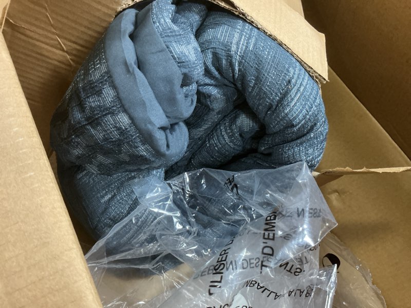 Condition photo showing As Is for MaiRêve Queen Comforter Set Blue Grey, Textured Design Crinkle Bedding Sets 7 Pieces, All Season Bed in A Bag with Comforter, Sheets, Pillowcases & Shams Blue Grey Queen