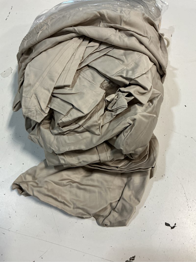 Condition photo showing As Is for quince bamboo sheet set, king, sand