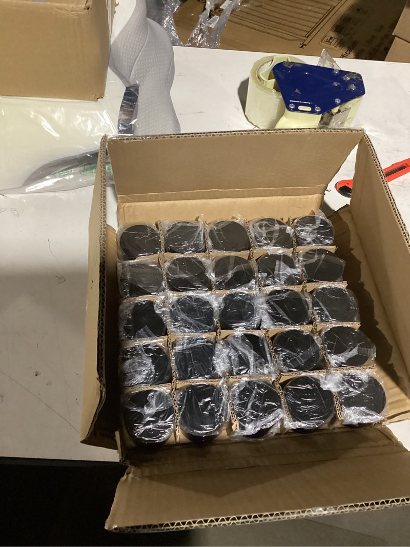 Condition photo showing Good Condition for 1oz Glass Jar with Lid, Hoa Kinh 25Pack Blue Round Containers Cosmetic Glass Jars with Inner Liners and Black Lids Travel Jars for Storing Lip and Body Scrub, Lotion, Body Butter, Bath Salts, Liquid Blue 1oz