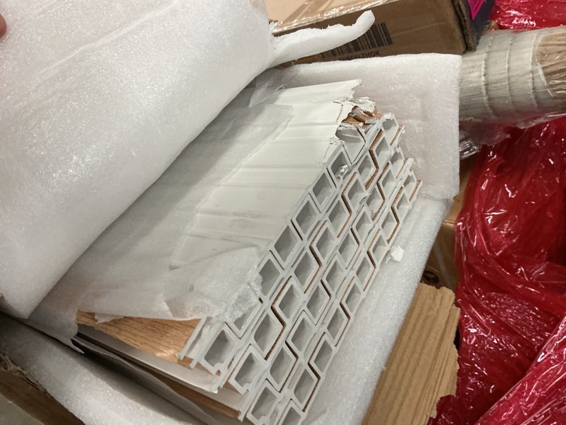 Condition photo showing As Is for LARWORKS WPC Slat Wall Panels 8 Pack 96" x 8.2", Waterproof Fluted Wall Paneling, Accent 3D Wall Pan