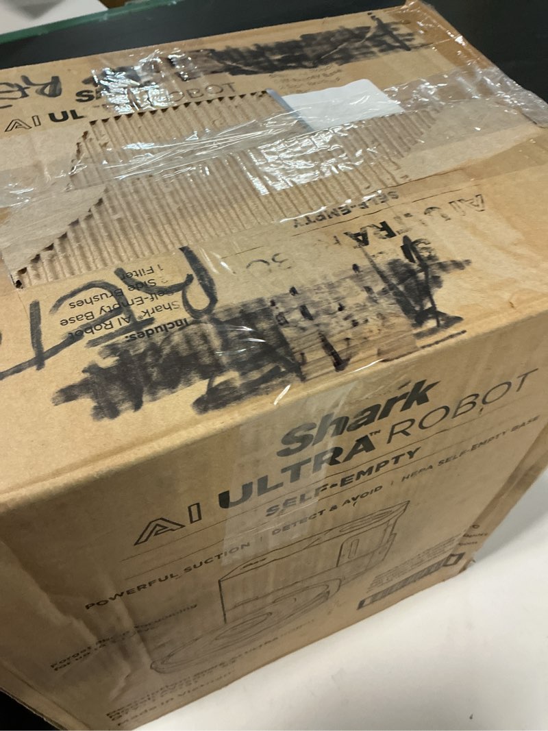 Condition photo showing As Is for Shark AV2501S AI Ultra Robot Vacuum, with Matrix Clean, Home Mapping, 30-Day Capacity HEPA Bagless Self Empty Base, Perfect for Pet Hair, Wifi, Dark Grey