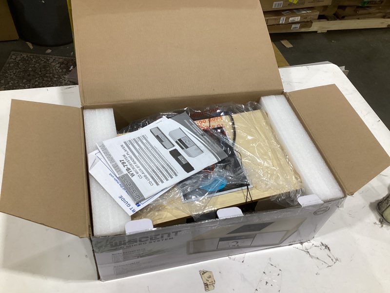 Condition photo showing New/Like New for Nostalgic Bluetooth Stereo System for Home, WISCENT Vintage Micro HiFi Systems CD Player,with Bluetooth Audio Streaming,FM Radio,USB Port,Aux-in,Earphone Port (Wood Color)