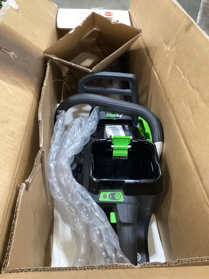 Condition photo showing As Is for greenworks 80v 18" brushless cordless chainsaw (great for tree felling, limbing, pruning, and firewood) / 75+ compatible tools), tool only - battery & charger not included 18" (tool only)