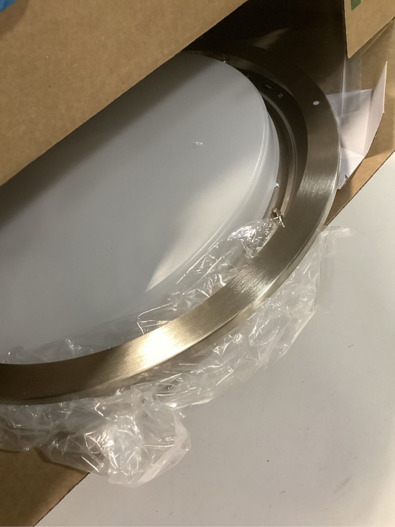 Condition photo showing As Is for LEDYOND 15in Dimmable Flush Mount Ceiling Light 2000 Lumen, 5 Color Temperatures 2700K-5000K & 10%-100% Smooth Dimming, No Flicker, Easy Installation for Kitchen Bedroom Bathroom Hallway - Satin 1PK