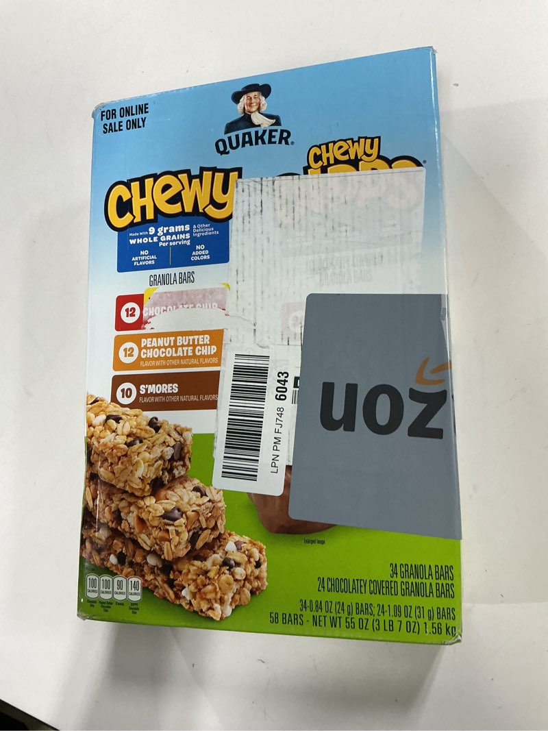 Condition photo showing Good Condition for ( besr before: may 20 26) Quaker Chewy Granola Bars, Chocolate Chip, 58 Count - Packaging May Vary Chocolate Chip, 58ct