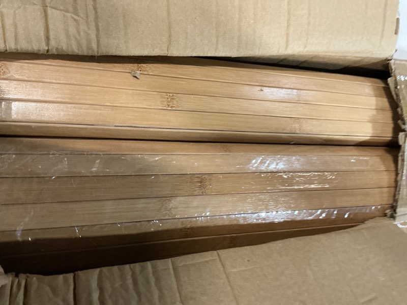 Condition photo showing Good Condition for juexica 4 pcs natural bamboo wall panel for interior wall 48''x96'' bamboo covering renewable pole wainscoting room divider wrap decor for bedroom living room kitchen island office (carbonized) 48''x96'' carbonized 4
