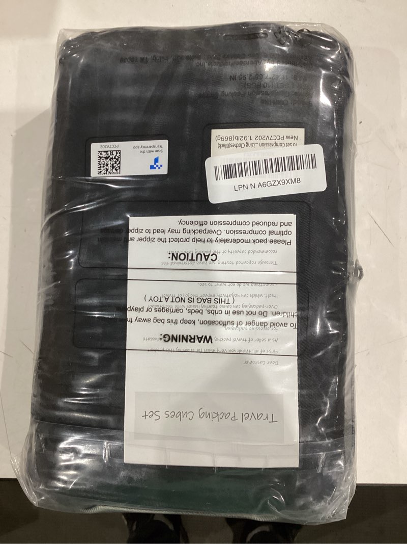 Condition photo showing New/Like New for 10 set compression packing cubes for travel essentials,compressible expandable packing cubes for suitcase,olarhike luggage organizer bags for travel,handy helper for organizing clothes(black) black 10 set