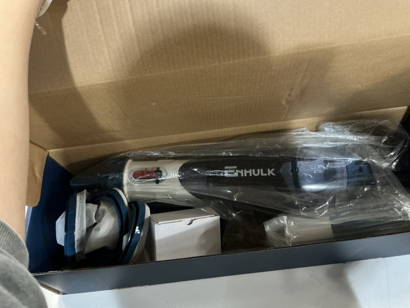 Condition photo showing As Is for pool vacuum for above ground pool with a telescopic pole, running time up to 1h, handheld rechargeable pool cleaner with powerful suction up to 18.5 gallons/min, ideal for leaves & debris, pc10 pc10 blue