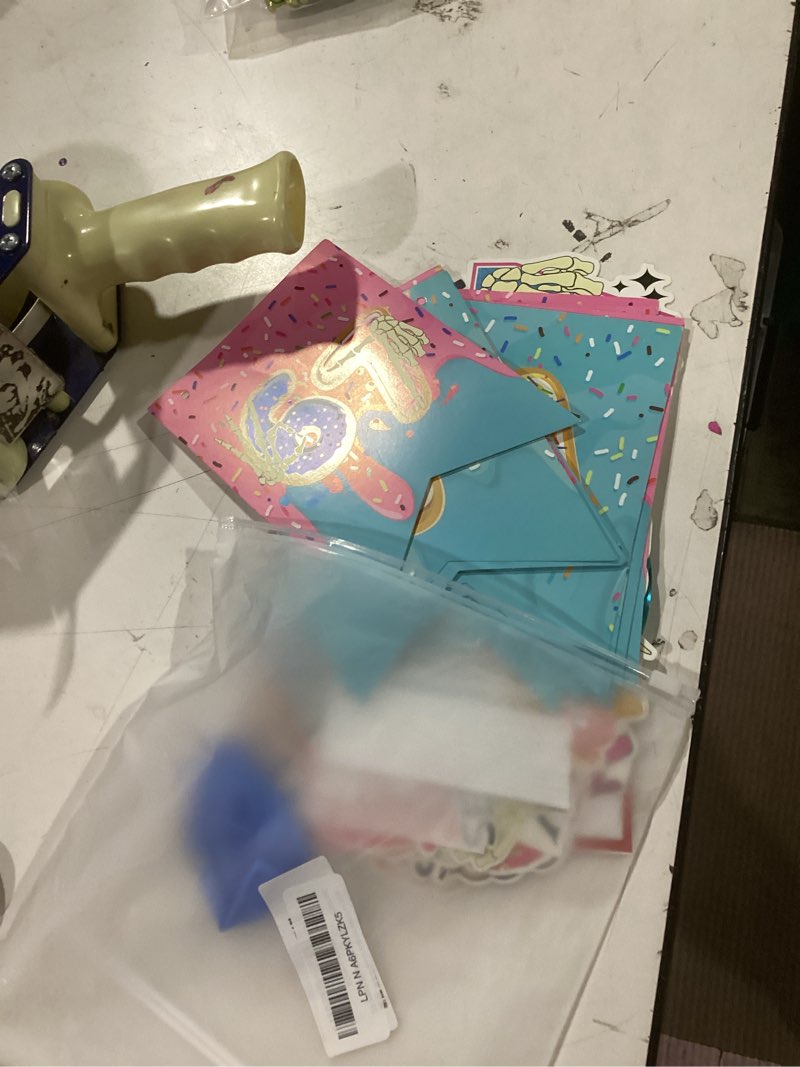 Condition photo showing Good Condition for 6 7 Birthday Decorations Set Include 2 Happy Birthday Banner 6 Hanging Swirls 18 Latex Balloons with 3 Styles 1 Six Seven Cake Topper 12 Doughnut Pattern Cup Cake Topper