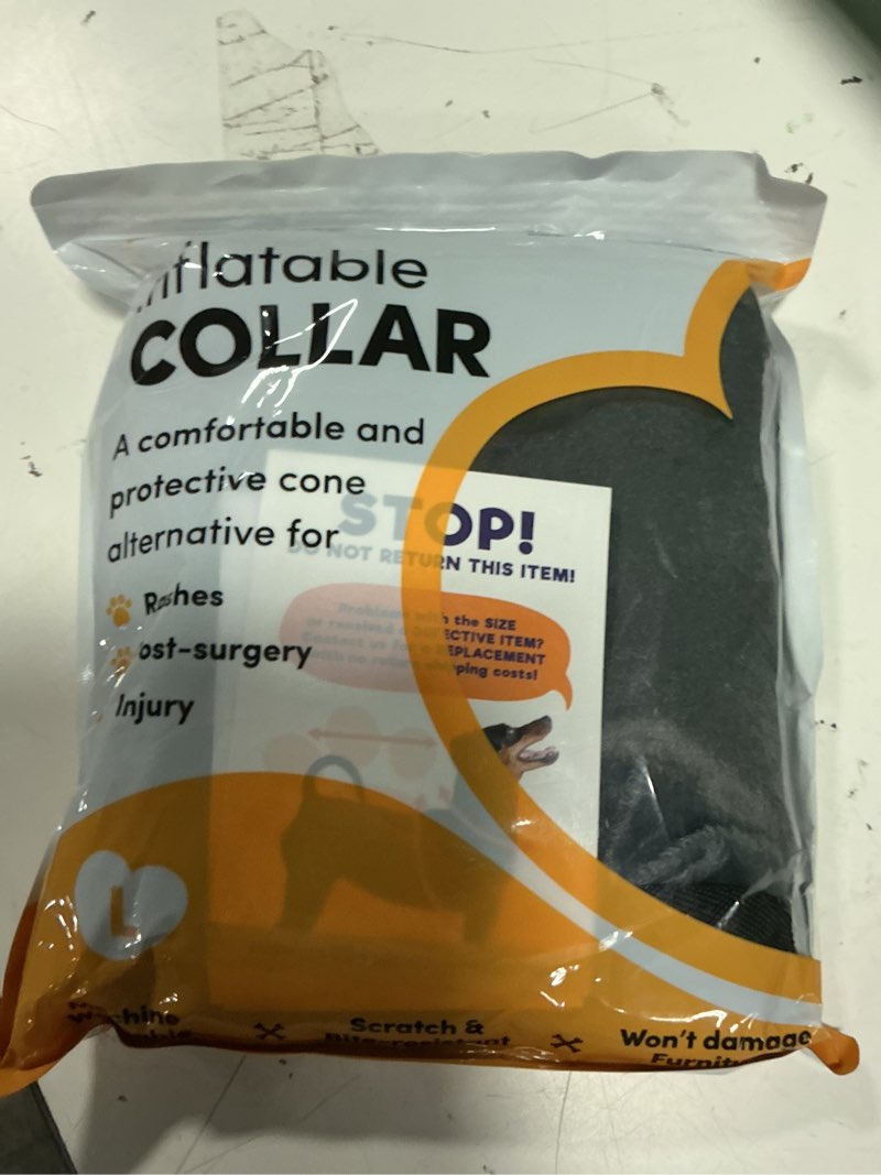 Condition photo showing New/Like New for bencmate inflatable dog cone collar alternative, soft dog cone for small medium large dogs and cats, neck recovery ecollar donut collar after surgery (large, dark grey)